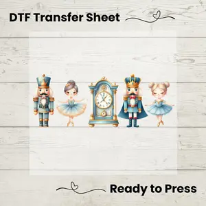 Blue Nutcracker Christmas DTF, Dtf Transfer Sheet, Ready to Press, Custom Dtf, DIY Heat Transfer, Ballet Lover Gift, Holiday Sweater