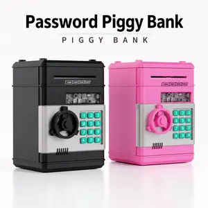 Kids Password Piggy Bank, Electronic ATM Savings Bank with Automatic Bill Roll-In, Keypad Code Lock, Coin Slot, Sound Effects, Large Capacity Money Safe Toy for Boys and Girls