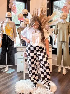 Black Checkerboard Pocketed Joggers