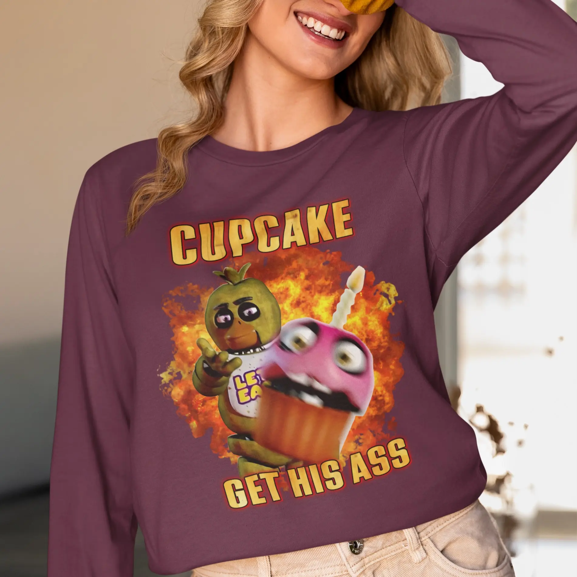 Cupcake Get His Shirt, Chica x Carl Hoodie, Fn4f Funny Tee