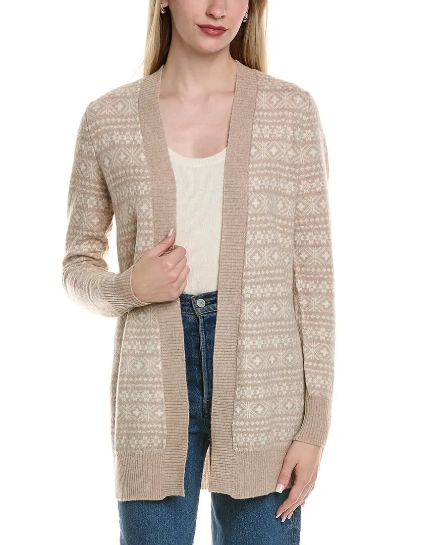 sofiacashmere Fairisle Shawl Collar Wool & Cashmere-Blend Cardigan