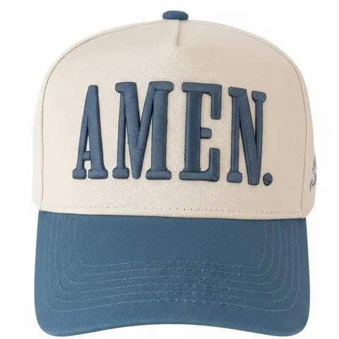 KenzKustomz AMEN. Slate Blue Vintage Trucker Hat, 3D Puff Embroidery Love God & Love People, Unisex Adjustable Snapback Baseball Cap, Christian Faith Hat for Men & Women, Casual Cotton Cap, Church Gift