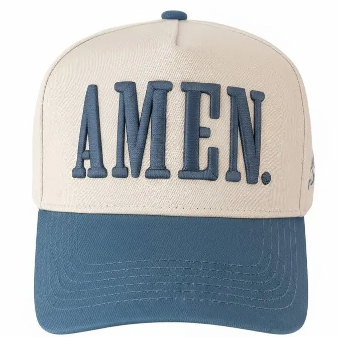 KenzKustomz AMEN. Slate Blue Vintage Trucker Hat, 3D Puff Embroidery Love God & Love People, Unisex Adjustable Snapback Baseball Cap, Christian Faith Hat for Men & Women, Casual Cotton Cap, Church Gift