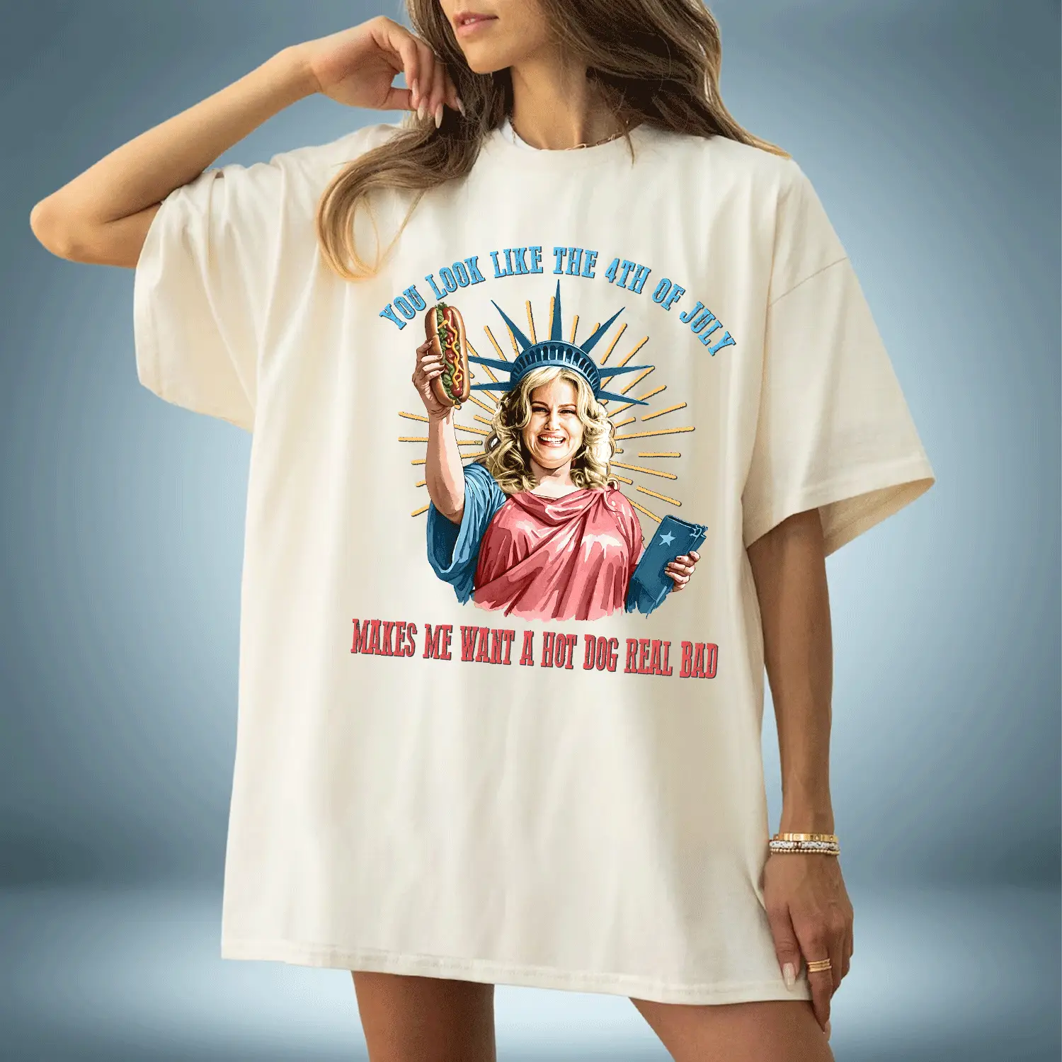 You Look Like The 4th Of July Makes Me Want A Hot Dog Real Bad Shirt, Funny 4th Of July Gift Shirt Hoodie Sweatshirt