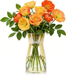 Der Rose 8 inch Amber Glass Vase Brown Vase for Centerpiece Table Decorations Home Desk Wedding Decor