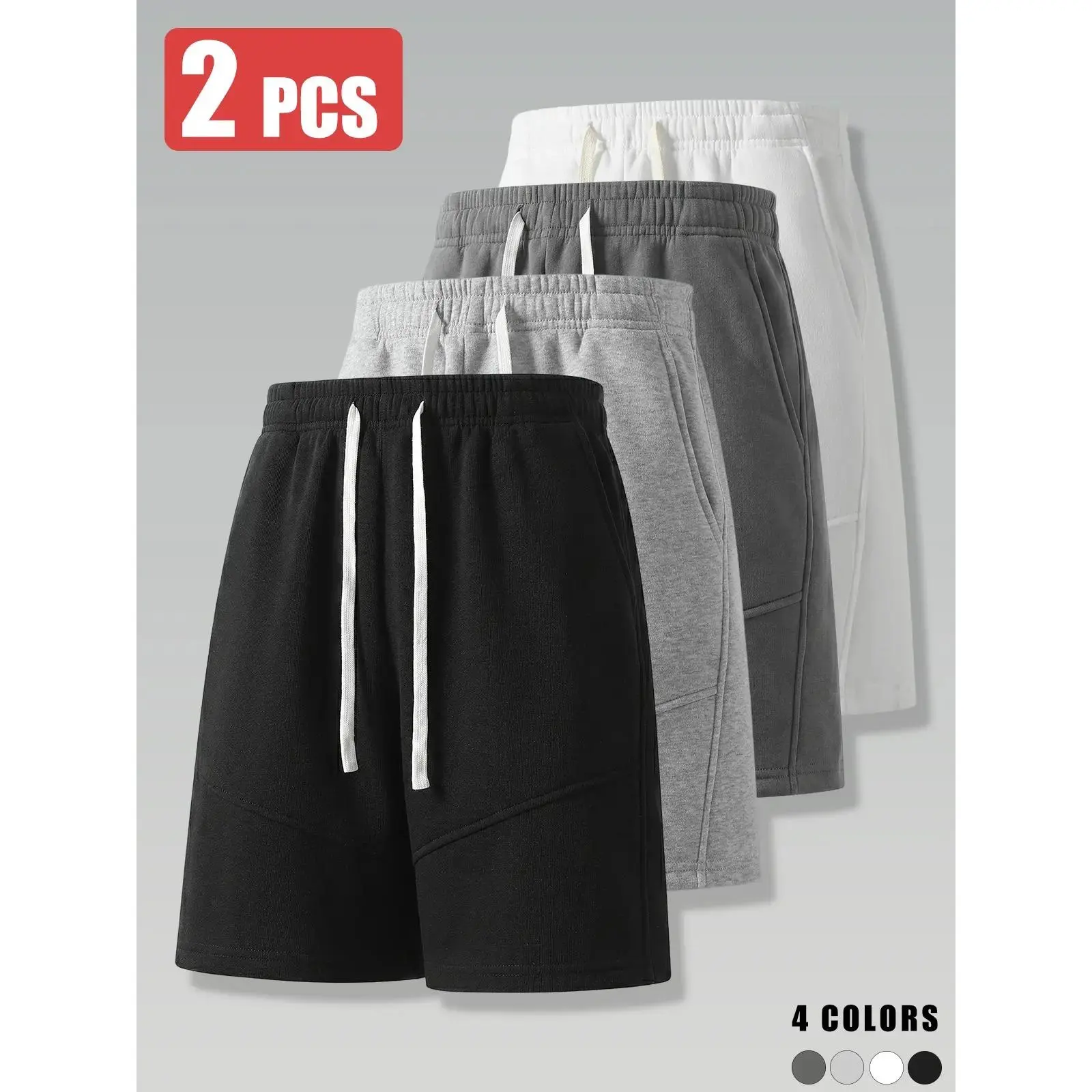Pack of 2 men’s shorts and women’s for summer sports casual wear; loose straight mid-thigh shorts; skin-friendly, breathable, comfortable. fall winter street style slim fit luxe feel