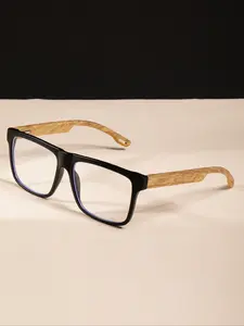 New Vintage Rectangular Fashion Glasses, Rectangle Frames Eyeglasses, Stylish Trendy Eyewear, Unisex High-Quality Design, Perfect for Photography and Daily Wear, Casual Style, Imitation Wood Frame