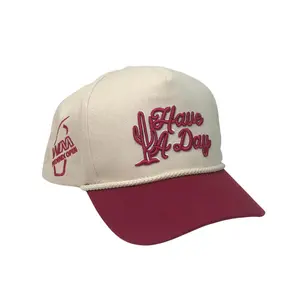HAVE A DAY Embroidered Beige & Red Trucker Hat – Vintage Desert Cactus Rope Snapback Cap for Men & Women (WM Phoenix Open Edition + Free Keychain) | Teenage Girl Gift