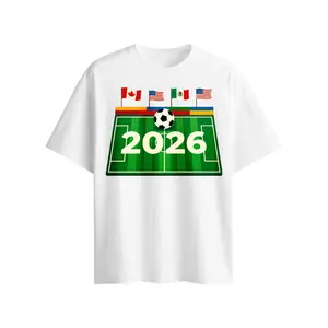 100% Cotton North America Soccer 2026 Graphic T-Shirt, Unisex USA Mexico Canada Flag Football Tee, Casual Sports Top for Men & Women