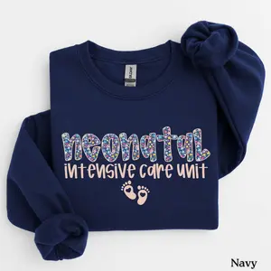Floral Nicu Nurse Sweatshirt / Short Sleeve T-SHIRT ,  Neonatal Intensive Care Unit RN , Nurse Sweater Nursing Student Gift Medium Unisex