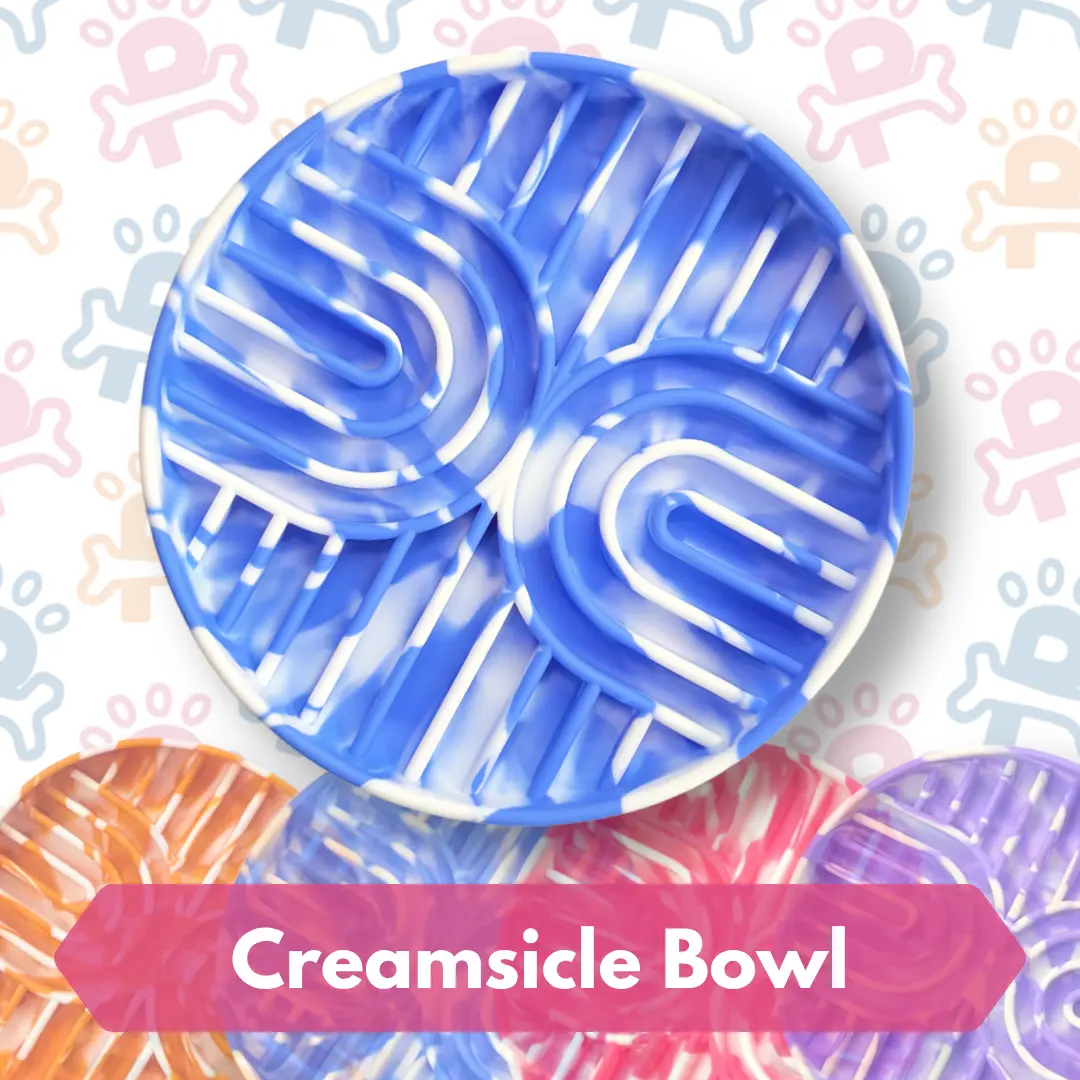 Blueberry Creamsicle Slow Feeder Bowl for Cats and Dogs | Pet Feeding Bowl | Slow Feeder Enrichment