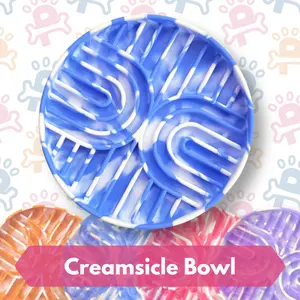 Blueberry Creamsicle Slow Feeder Bowl for Cats and Dogs | Pet Feeding Bowl | Slow Feeder Enrichment