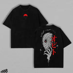Obito Uchihaa Washed Tee – Unisex Oversize Anime T-Shirt