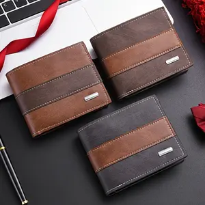 Stylish High-End Men's Wallet PU Material Glamorous Stripes Colorblock Card Holder Unisex Coin Purse Travel Document Holder