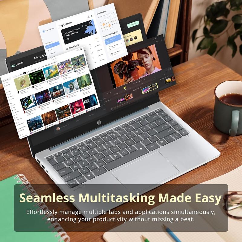 HP 14" HD Laptop for Business, AMD Athlon 7120 Processor, 4GB DDR4 RAM, 128GB SSD, AMD Radeon Graphics, 720p HD Camera, Copilot, Wi-Fi 6, Windows 11 Pro, Moonlight Blue