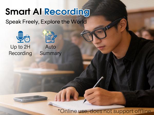 [Spring Deals] Coucur G1 AI 2026 Smart Glasses with Charging Case, 8MP HD Camera Glasses for Men Women, 1200P Video Recording, Open-Ear Bluetooth Glasses for Audio with AI Translation/Voice Control