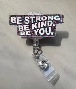 Be You Glitter Badge Reel with Retractable Alligator Clip