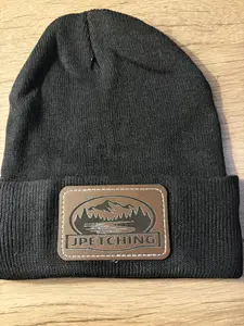 Custom leather patch beanie