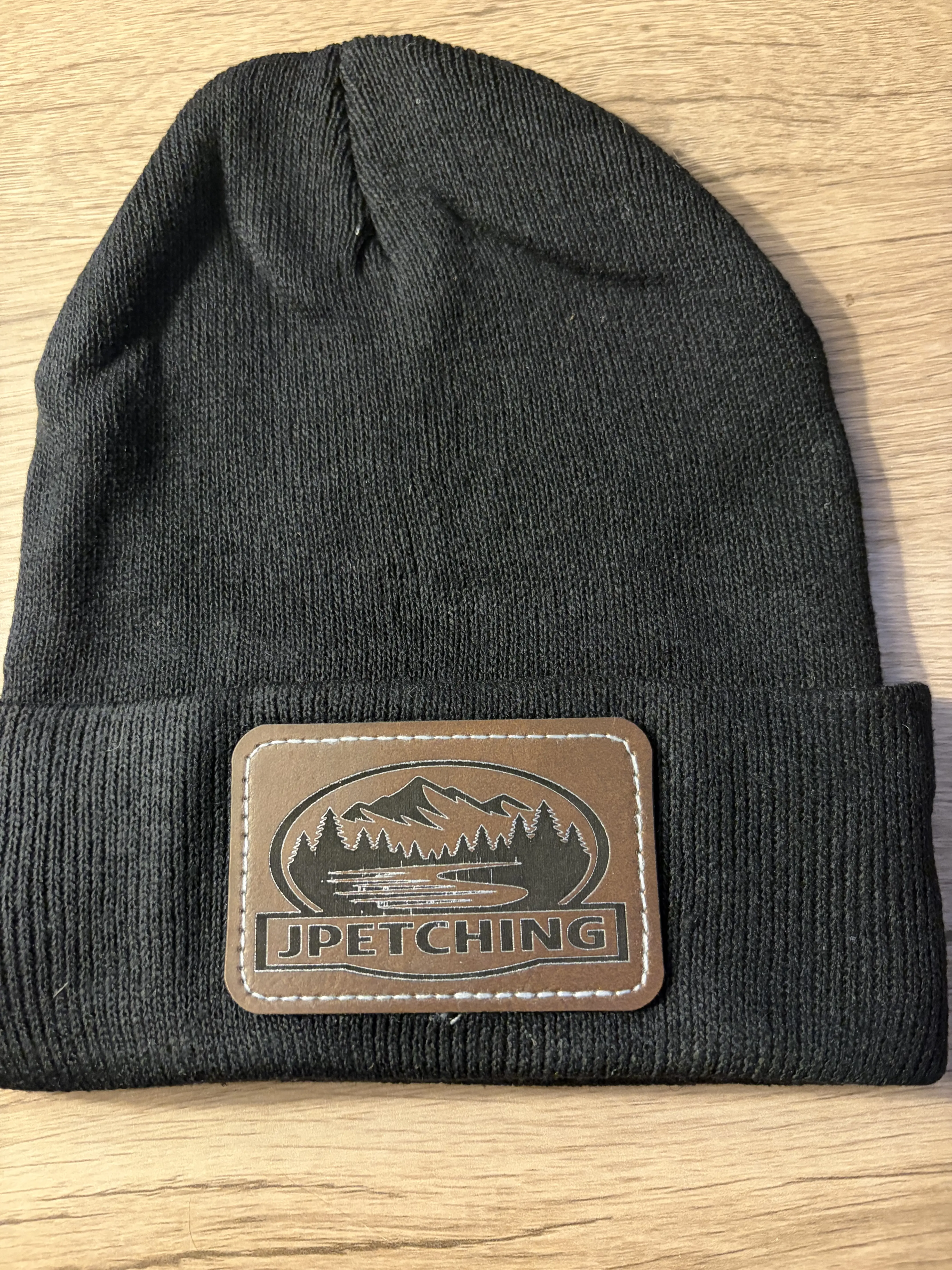 Custom leather patch beanie