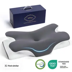 VIPfree Ergonomic Memory Foam Cervical Pillow - Cooling Soft Neck Support for Back Pain Relief & CertiPUR-US Certified Slow Rebound Foam - Breathable Gray Pillowcase