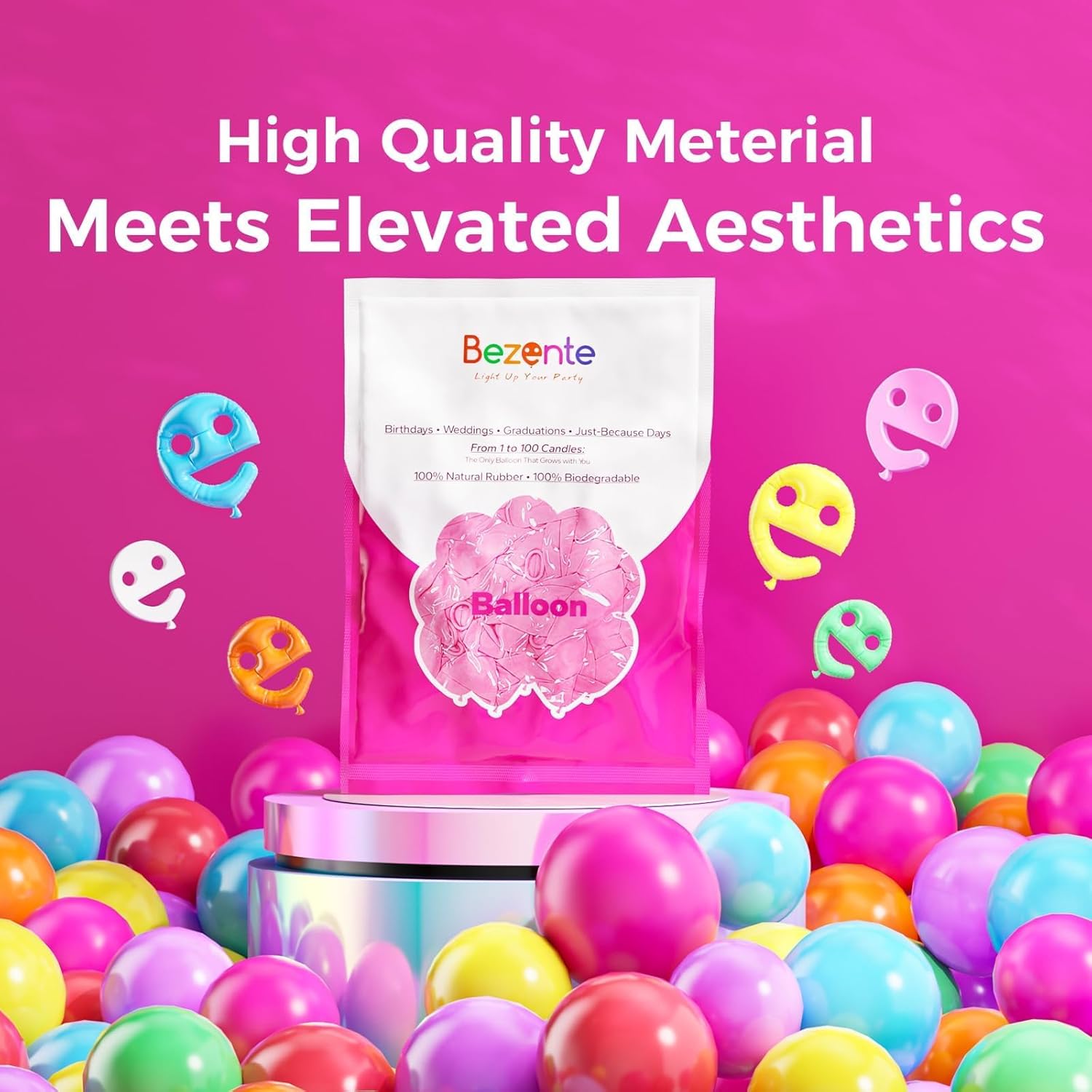 Assorted Rainbow Latex Balloons, 100 Pack 12 inch Round Helium Bright Color Balloons for Birthday Bridal Shower Wedding Party Decorations