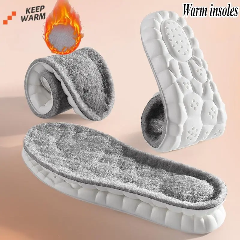 Women's 2-Piece Self-Heating Thermal Footwear Insoles, Thick Wool Memory Foam Soft Breathable Cotton Shoe Pads with Customizable Fit for Winter Sports Shoes (Multi-Size)