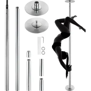 VEVOR Professional Dancing Pole, Spinning Static Dancing Pole Kit, Portable Removable Pole, 45mm Heavy - Duty Stainless Steel Pole, Height Adjustable Fitness Pole, for Exercise Home Club Gym, SilverVEVOR Super Brand Day