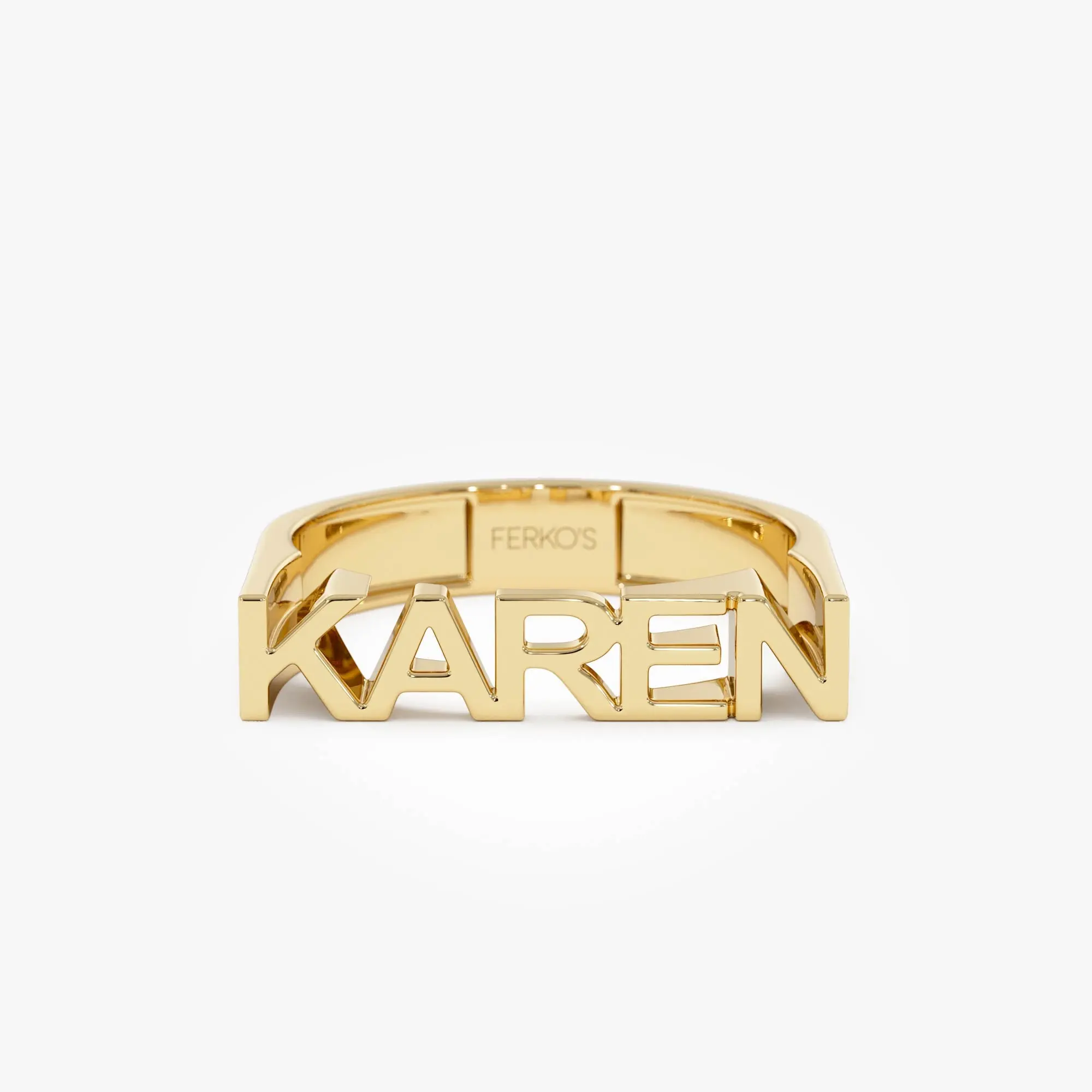 14K Personalized Bold Gold Nameplate Ring