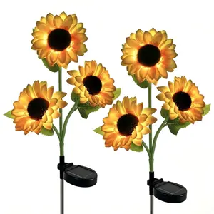 Solar Sunflower Shaped Firework LED Light, Waterproof Garden Stake Light, Perfect Aesthetic Yard Decor for Night Landscape & Photo Shooting
