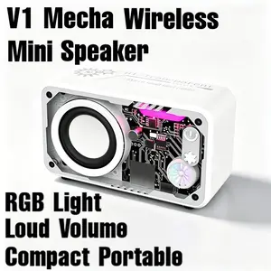 Compact Bass-Heavy Mini Mecha Woofer, USB Rechargeable Speaker with Cinema-Grade Audio, RGB LEDs, for Desktop & Travel Use
