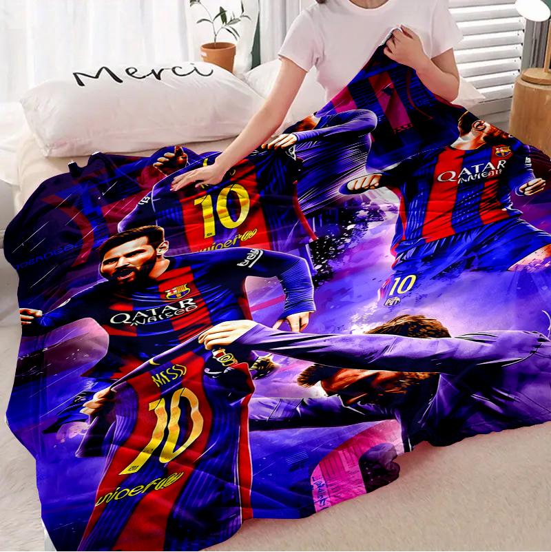 Leo Messi Blanket NO.10 Football Blanket Football Fans Gifts Soft Flannel Blanket Suitable For Sofa Beds Living Rooms Beloved By Both Adults And Children Birthday Gifts Holiday Party Home Decor Suitable for all four seasons