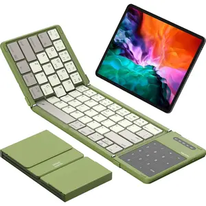 Foldable Bluetooth Keyboard with Touchpad Number Pad Full Size Keys Portable Wireless Travel Keyboard for iPad Smartphone Tablet Laptop Green