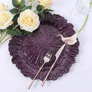 6-Pack Acrylic Plastic Charger Plates 13" Round Purple Reef Design - Decorative Dinner Charger Tableware