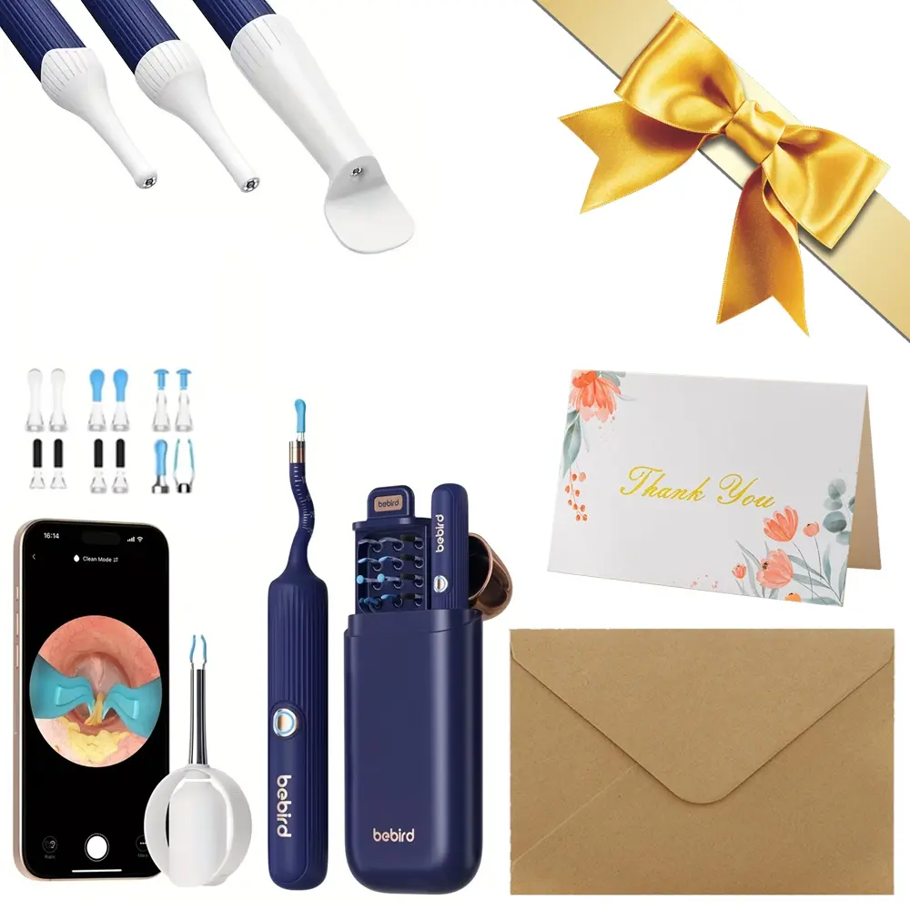 Smart Visual Ear Cleaner ， Bebird EarSight Plus E33R ， Suitable for both children and adults，4 Cleaning Ear Ways，Painless Ear Tweezers，Ear-Scope Otoscope Wireless WiFi Connect，The World's First OTC Camera Ear Cleaner，Gift PackChristmas Birthday Gift