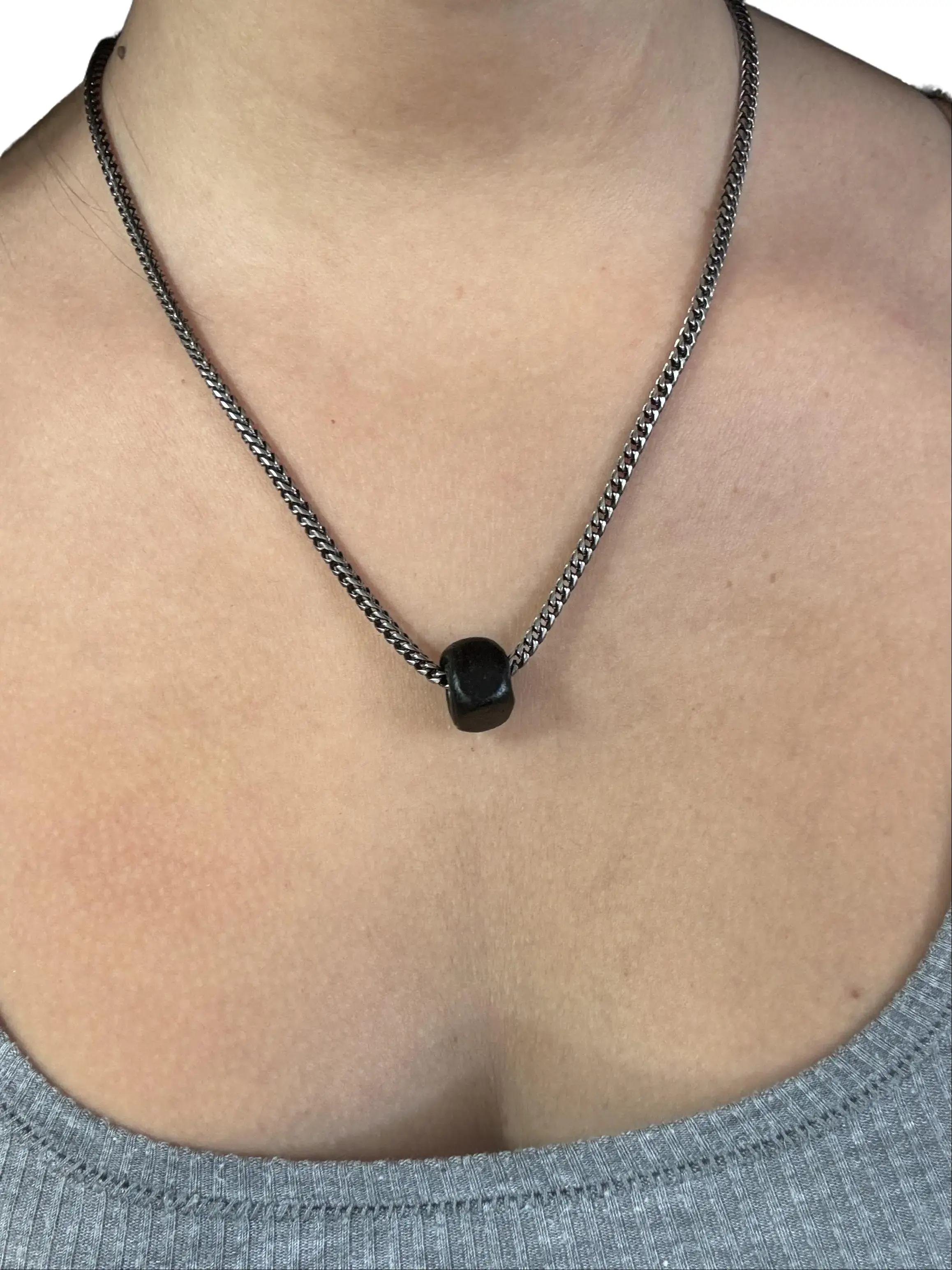 Protect Your Peace: After Dark Collection - Blacked Out Necklace - Signature PYP Necklace with Black Bead and Foxtail or Snake Chain