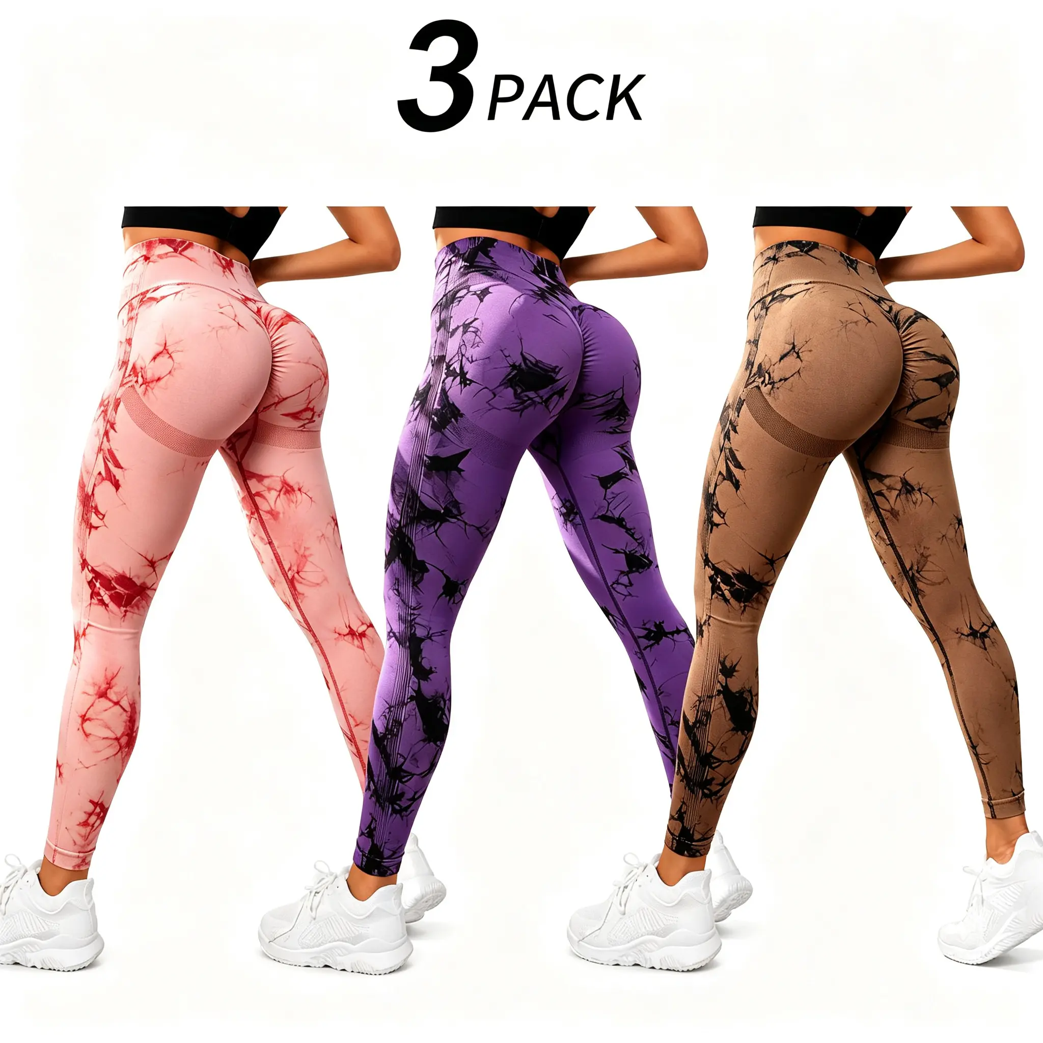 tie dye seamless yoga leggings for women high waist peach butt lift tummy control stretch workout running athletic pants breathable squat proof quick dry activewear Women's Waist Tummy Control Leggings cheap set