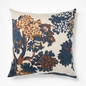 Cream, Navy, Olive Jacquard Tree Pillow (24x24 in) - Polyester Fiber Cushion, Threshold Designed with Studio McGee