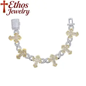 Ethos Fully Inlaid VVS/1 CZ Cross Bracelet for Men & Women Hip-Hop Style Versatile Everyday Wear VVS/1 CZ Stones