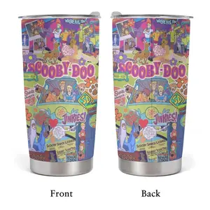 20oz Stainless Steel Tumbler, 1 Count SCOOBY-DOO Stuff Pattern Insulated Water Bottle, Stainless Steel Thermos, Stainless Steel Flask, Drinking Cup for Home Office School, Boyfriend Gift, Drinkware, S