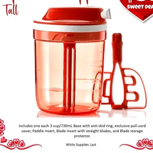 Tupperware Brands Super Sonic Chopper Extra Size with 5 1/2 Cup Base & Curved Blade Insert for Family Use