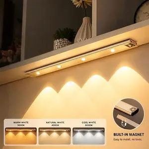 Rechargeable Motion Sensor LED Cabinet Light - Adjustable, 3-Color Options, USB-Powered Decorative Home Lighting for Kitchen, Closet