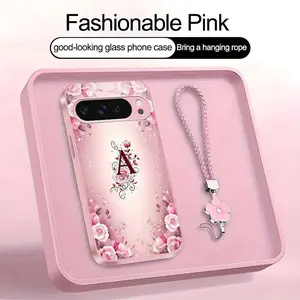 Suitable for [Google Pixel 9 Pro Xl] high-end women's phone case🤩，a beautiful four-leaf clover lanyard is included🍀，a free four-leaf clover lanyard is included, with 26 letters of the alphabet to choose from and  exquisite Rose flower patterns 952