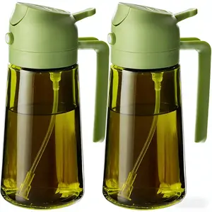 2 Count 2 in 1 Oil Sprayer for Cooking 16oz/470ml Light-Blocking Dark , Olive Oil Dispenser Bottle for Kitchen, Premium Dark Green Glass Oil Bottle, Food-Grade Oil Mister for Air Fryer, BBQ, Kitchen Utensils & Gadgets Leak-Proof Dual-Function