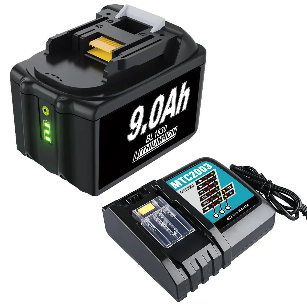 18V 9000mAh Lithium-Ion Power Tool Batteries & DC18RC Fast Safe Charge Li-Ion Battery Pack Kit for Makita 18V Power Tools, Compatible with BL1830, BL1840, BL1850, 30 Days Easy Return
