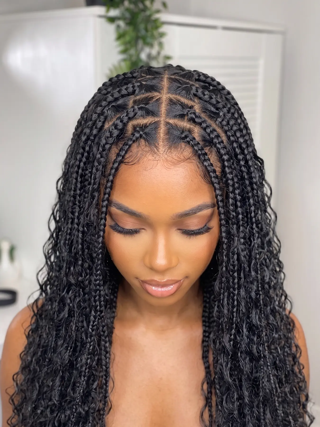 DOSAY Goddess Locs Braided Synthetic Wig for Black Women, 32 Inch Curly Hair Full Lace Front Hand-tied Adjustable Cap, Heat Resistant Fiber for Daily Use