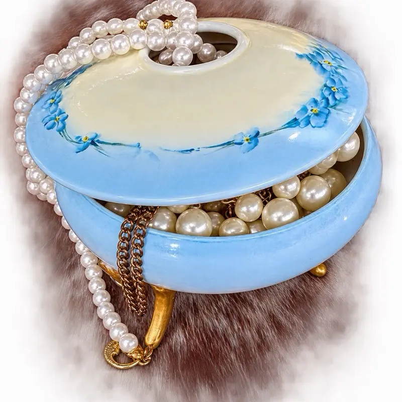 Vintage Antique Jewelry Holder with Hidden Mystery Pearl Jewelry