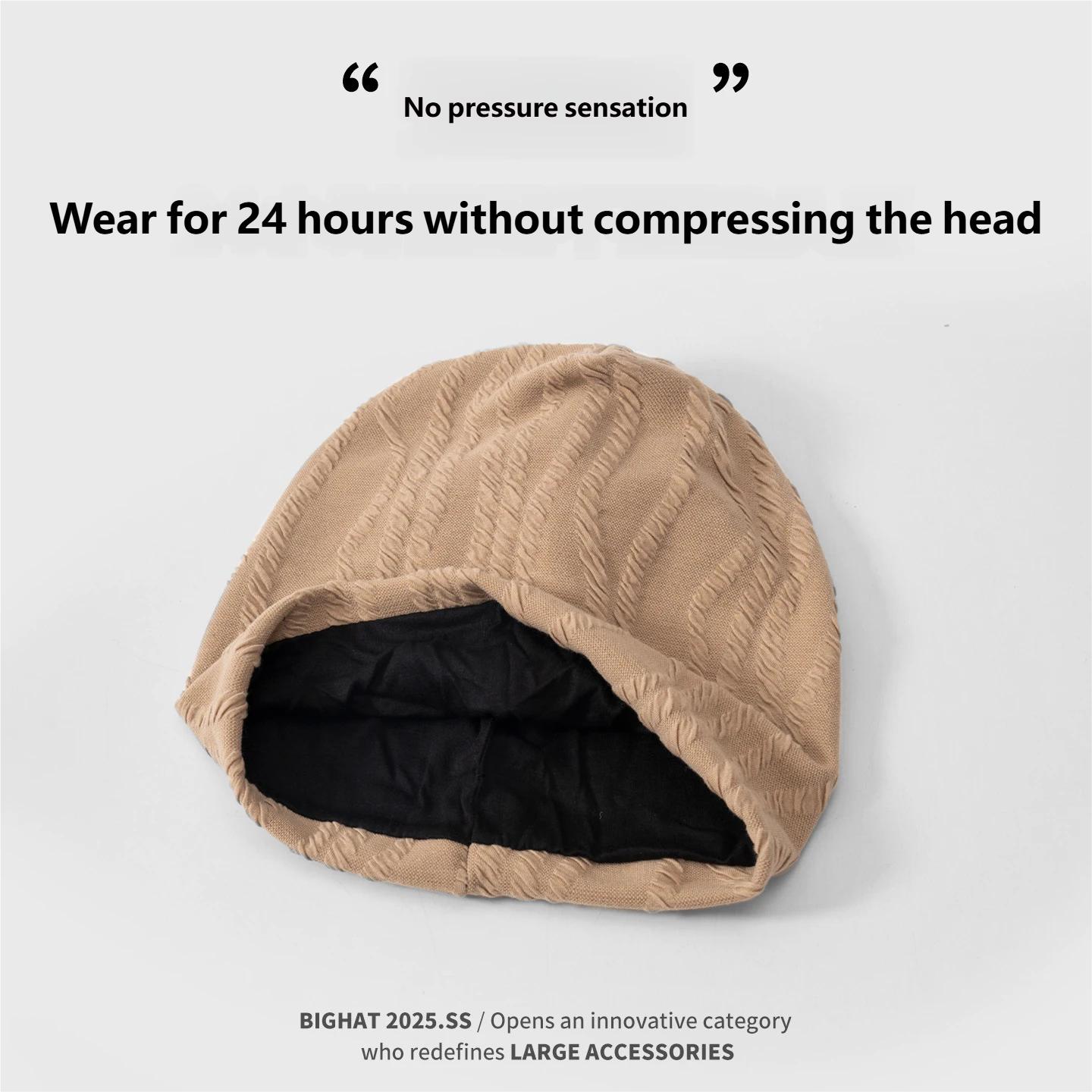 Big head circumference pile cap 2026 new knitted toe cap women's autumn and winter cold cap confinement sleeping cap air conditioner windproof and warm