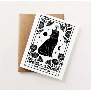 Unique Cat Birthday Card, Witchy Tarot Greeting Card, Perfect Gift for Friends & Her, Happy Birthday Wishes, Thoughtful Present Idea