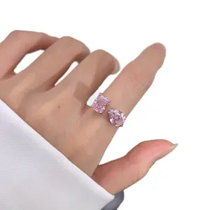 Pink Diamond 1.5CT Two Stone Ring S925 with Elegant Design size 6