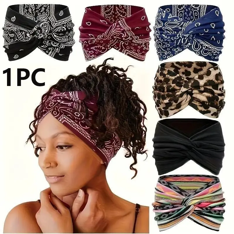 New Wide Elastic Yoga Hair Accessory, Cross Knot Design, Comfortable Sports Headband for Women, Versatile Fitness Wear